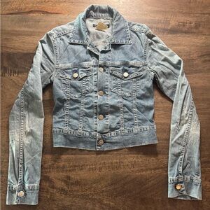 Vintage Theory Light Blue Fitted Jean Jacket Size P, Made in Italy